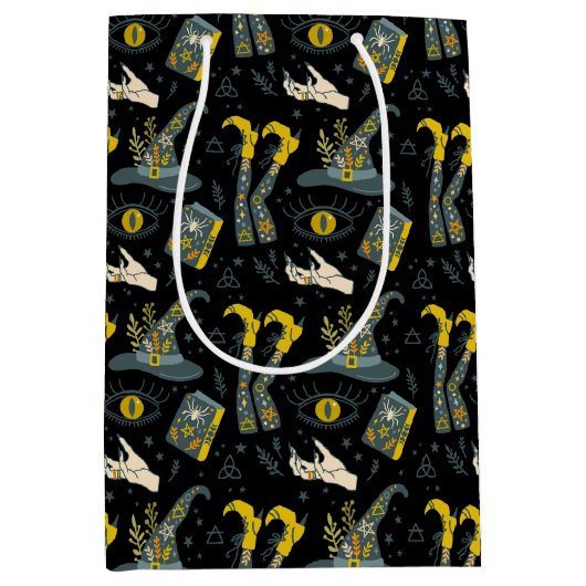 Spooky vibe kleurrijke halloween symbolen patroon medium cadeauzakje (Voorkant)