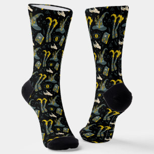 Spooky vibe kleurrijke halloween symbolen patroon sokken