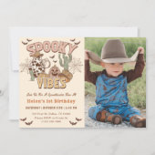 Spooky Vibes 1e Verjaardag Western Party Foto Kaart (Voorkant)