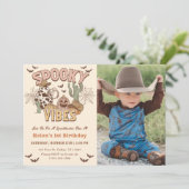 Spooky Vibes 1e Verjaardag Western Party Foto Kaart (Staand voorkant)
