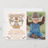 Spooky Vibes 1e Verjaardag Western Party Foto Kaart (Voorkant)