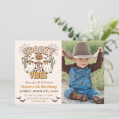 Spooky Vibes 1e Verjaardag Western Party Foto Kaart (Staand voorkant)