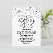Spooky Vibes Abstract Spiders Halloween Party Kaart (Staand voorkant)