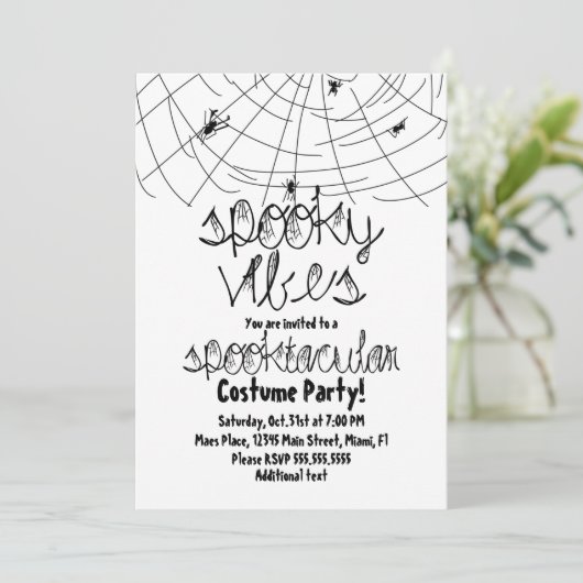 Spooky Vibes Abstract Spiders Halloween Party Kaart (Staand voorkant)