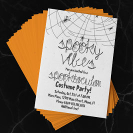 Spooky Vibes Abstract Spiders Halloween Party Kaart