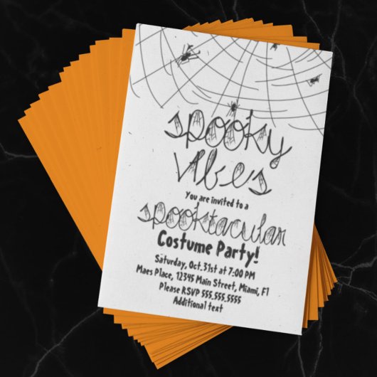 Spooky Vibes Abstract Spiders Halloween Party Kaart