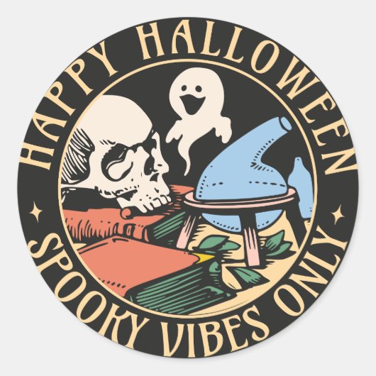 Spooky Vibes alleen  Halloween Ronde Sticker (Voorkant)