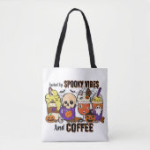 Spooky Vibes and Coffee Halloween Canvas tas (Voorkant)