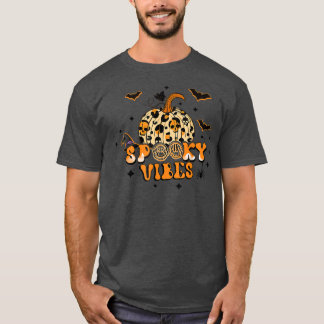 Spooky Vibes Autumn Pumpkin Leopard Pet Witches Ha T-shirt