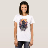 Spooky Vibes Black Cat Halloween T-Shirt for Women (Voorkant volledig)