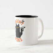 Spooky Vibes Cat Face Halloween Mug Tweekleurige Koffiemok (Voorkant rechts)