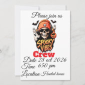 Spooky Vibes Crew Halloween Skelet Schedel Kaart (Voorkant)