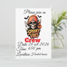 Spooky Vibes Crew Halloween Skelet Schedel Kaart