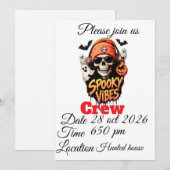 Spooky Vibes Crew Halloween Skelet Schedel Kaart (Voorkant / Achterkant)