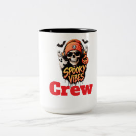 Spooky Vibes Crew Halloween skelet Tweekleurige Koffiemok