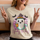 Spooky Vibes Cute Ghost Halloween Tri-Blend Shirt