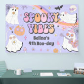 Spooky Vibes Cute Halloween Groovy Ghost Birthday Spandoek (Beurs)