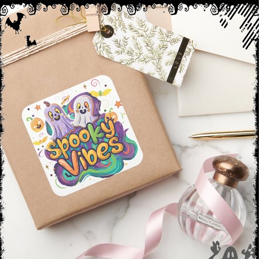 Spooky Vibes | ExDesigner | Halloween Vierkante Sticker