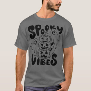 Spooky Vibes Geest Griezelen Pompoen Gezicht Grapp T-shirt