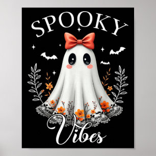 Spooky Vibes Geest Retro Groovy Halloween Vrouwen Poster