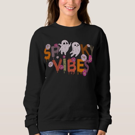 Spooky Vibes Ghost Halloween Sweatshirt (Voorkant)