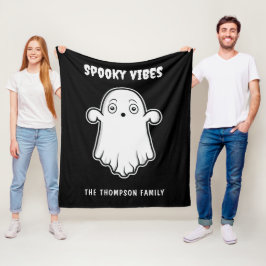 Spooky Vibes Ghost Halloween Zwart-Wit Fleece Deken