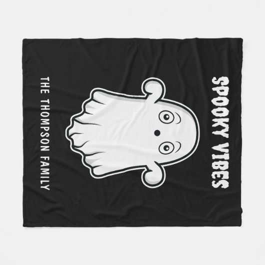 Spooky Vibes Ghost Halloween Zwart-Wit Fleece Deken (Voorkant (Horizontaal))