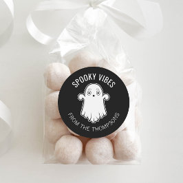 Spooky Vibes Ghost Halloween Zwart-Wit Ronde Sticker