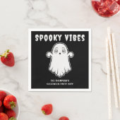 Spooky Vibes Ghost Halloween Zwart-Wit Servet (Insitu)