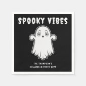 Spooky Vibes Ghost Halloween Zwart-Wit Servet (Voorkant)