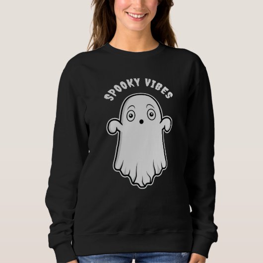 Spooky Vibes Ghost Leuke Cartoon Ghost Halloween Trui (Voorkant)