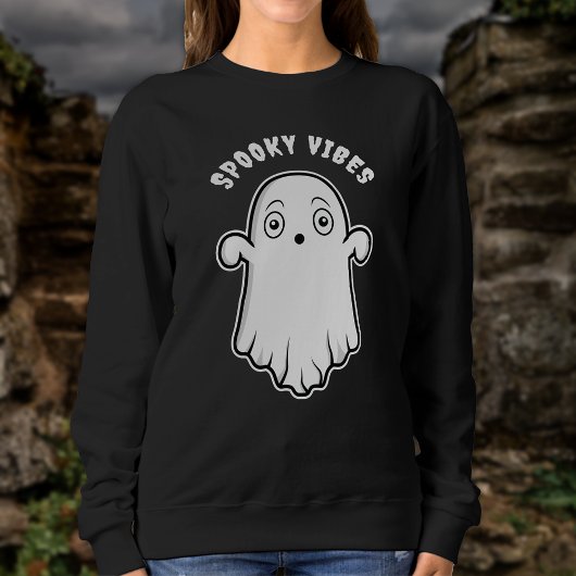 Spooky Vibes Ghost Leuke Cartoon Ghost Halloween Trui