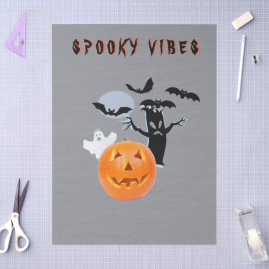 Spooky Vibes Ghost Pumpkin Halloween Design Tissuepapier (Craft)