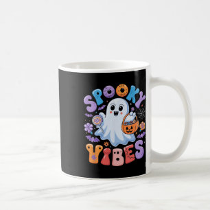 Spooky Vibes Ghost Retro Groovy Halloween Kinder G Koffiemok