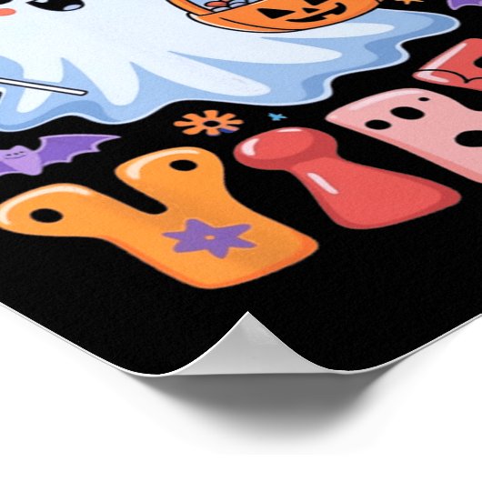 Spooky Vibes Ghost Retro Groovy Halloween Kinder G Poster (Hoek)
