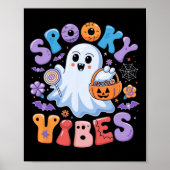 Spooky Vibes Ghost Retro Groovy Halloween Kinder G Poster (Voorkant)