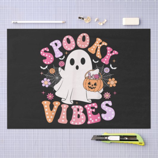 Spooky Vibes Ghost Retro Groovy Halloween Tissuepapier (Craft)