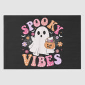 Spooky Vibes Ghost Retro Groovy Halloween Tissuepapier (Voorkant)