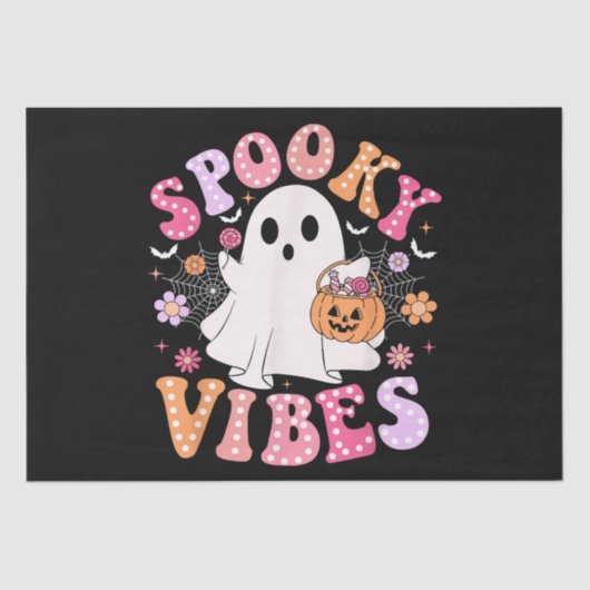Spooky Vibes Ghost Retro Groovy Halloween Tissuepapier (Voorkant)