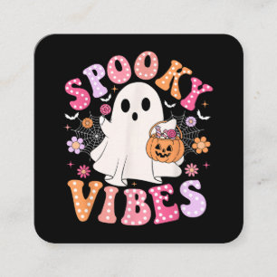 Spooky Vibes Ghost Retro Groovy Halloween Vierkante Visitekaartje