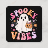 Spooky Vibes Ghost Retro Groovy Halloween Vierkante Visitekaartje (Achterkant)