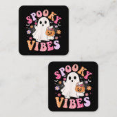 Spooky Vibes Ghost Retro Groovy Halloween Vierkante Visitekaartje (Voorkant / Achterkant)