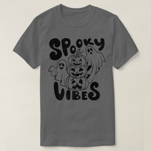 Spooky Vibes Ghost Scary Pumpkin Face Funny Hallow T-shirt (Design voorkant)