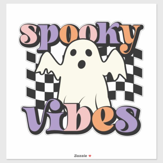Spooky Vibes Ghost Sticker (Vel)