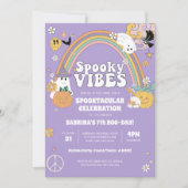 Spooky Vibes Groovy Ghost Hippe Halloween Verjaard Kaart (Voorkant)