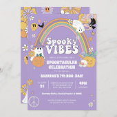 Spooky Vibes Groovy Ghost Hippe Halloween Verjaard Kaart (Voorkant / Achterkant)