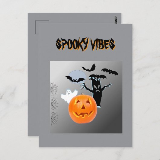 Spooky Vibes Halloween Bash Design Briefkaart (Voorkant / Achterkant)