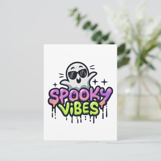 Spooky Vibes Halloween Briefkaart (Staand voorkant)