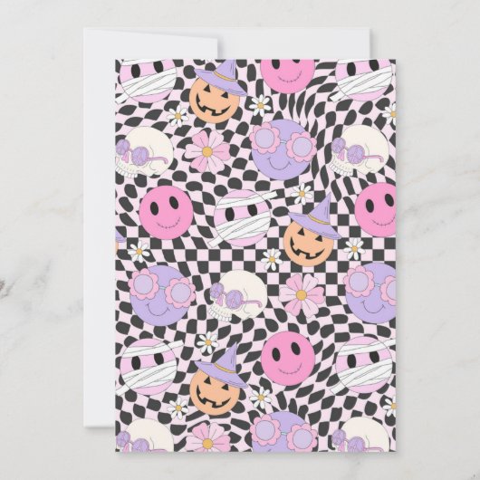 Spooky Vibes Halloween Cute Groovy Ghost Birthday Kaart (Achterkant)