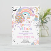 Spooky Vibes Halloween Cute Groovy Ghost Birthday Kaart (Staand voorkant)